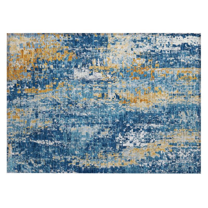 Machine Washable Indoor/ Outdoor Abstract Pixels Chantille Rug