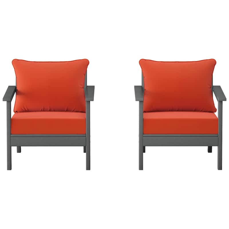 Birchwood All Weather HDPE Outdoor Patio Gray Deep Seating Conversation Set With Cushions (2-Piece)