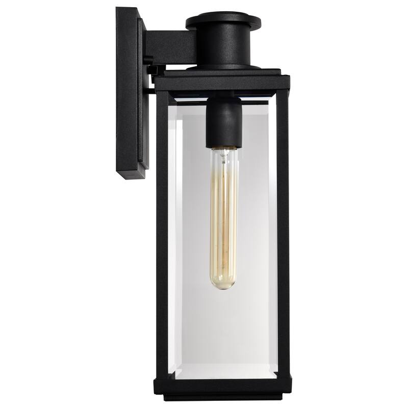 Luca Medium Outdoor Lantern Sand Black Finish Clear Beveled Glass - Sand Black