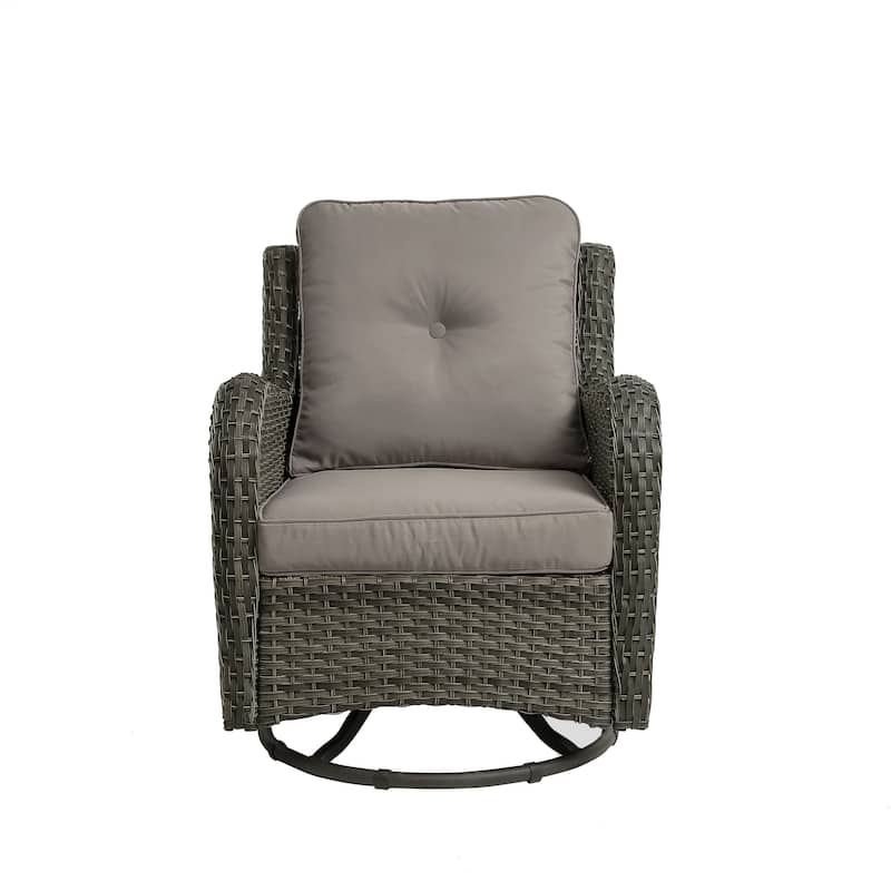 Outdoor Rattan Wicker Swivel Rocking Chair With Cushions