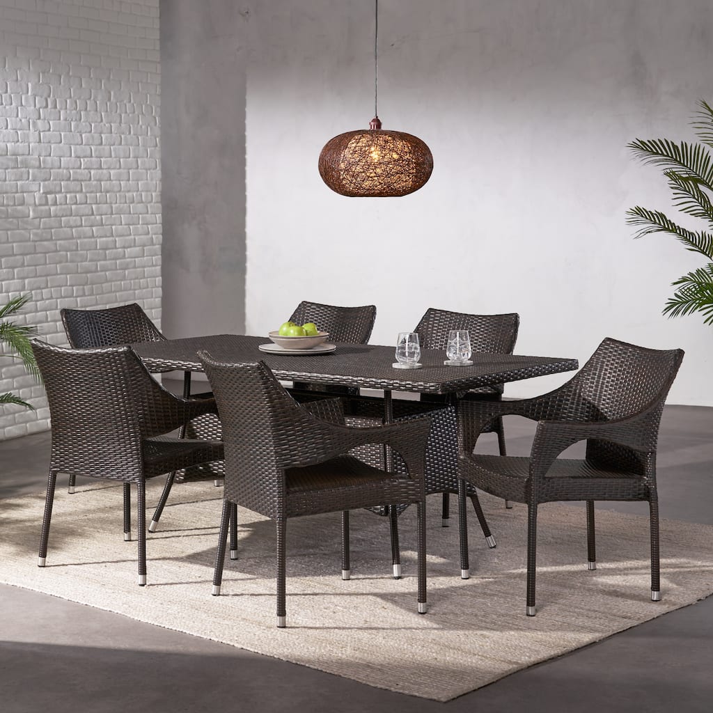Sinclair Outdoor 7-piece Wicker Dining Set by Christopher Knight Home