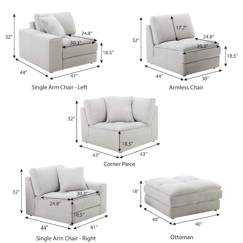 Roundhill Furniture Breton Contemporary Fabric Tufted Chair, Oyster Gray