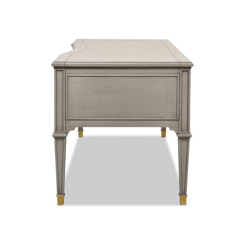 Dauphin 55" Solid Wood 5-Drawer Gold Accent Executive Desk