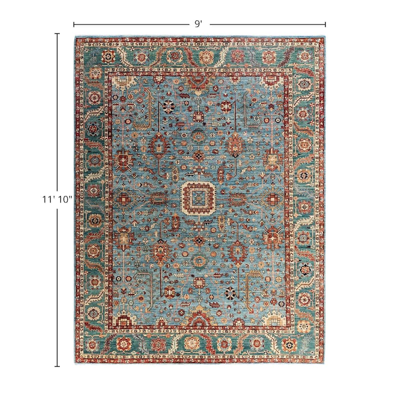 Serapi One-of-a-Kind Hand-Knotted Area Rug - Light Blue, 9' 0" x 11' 10" - 9' 0" x 11' 10"