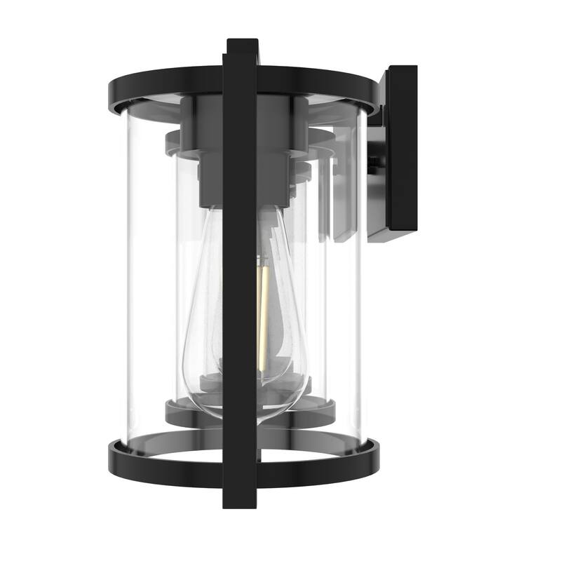Hunter Astwood Bathroom Vanity Light, Clear Cylinder Glass, Damp Rated, Caged - Contemporary, Transitional, Art-Deco