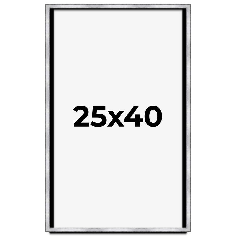 25x40 Shadow Box Frame Silver | 1.375 Inches Deep Real Wood