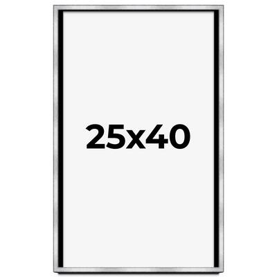 25x40 Shadow Box Frame Silver | 1.375 Inches Deep Real Wood