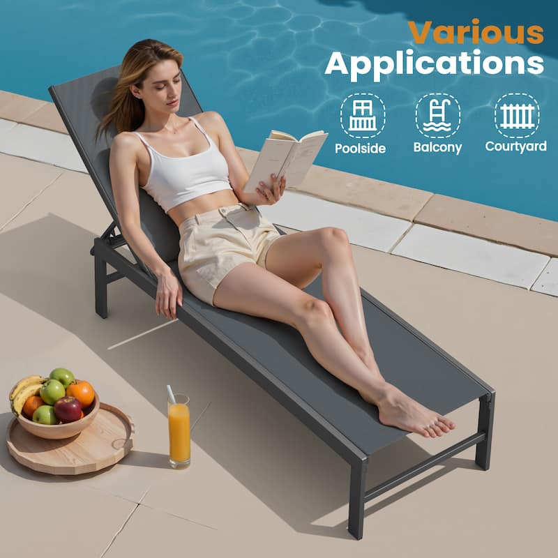 Outdoor Patio Adjustable Chaise Lounge Chairs