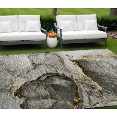 Galu Contemporary Abstract Weather Resistant Current & Stylish Outdoor Rug