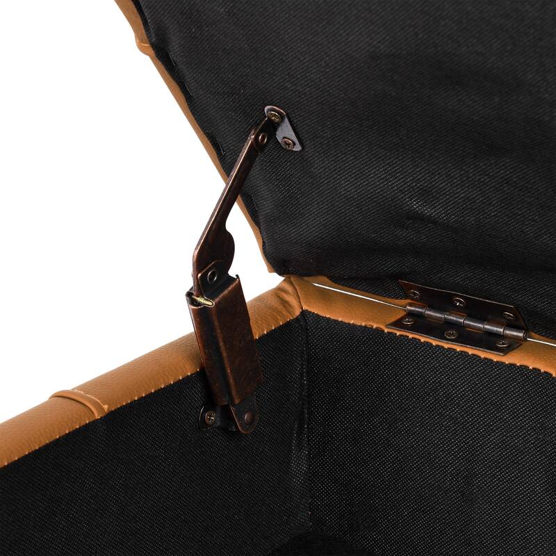 Anti-scratch Leather Storage Ottoman with Golden Stainless Steel Legs