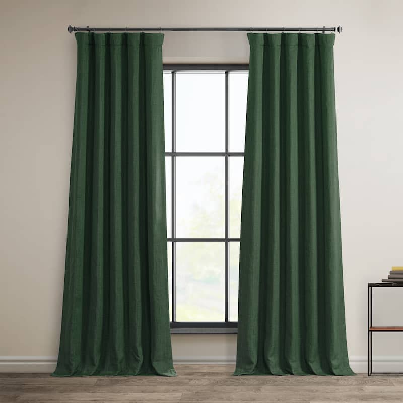 Exclusive Fabrics Faux Linen Room Darkening Curtain (1 Panel) - 50 x 108 - Key Green