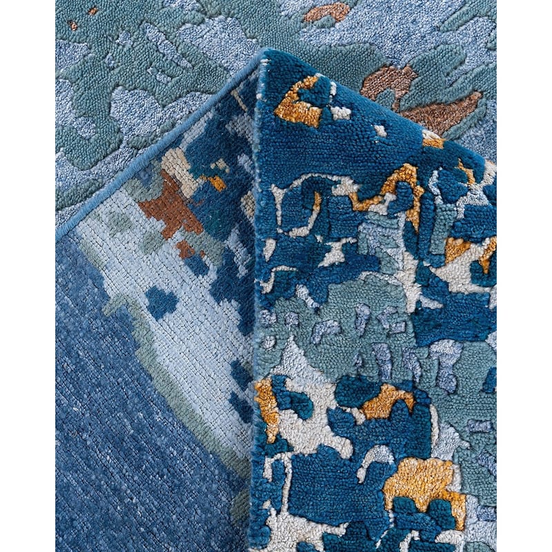 Modern One-of-a-Kind Hand-Knotted Area Rug - White, 9' 2" x 12' 1" - 9' 2" x 12' 1"