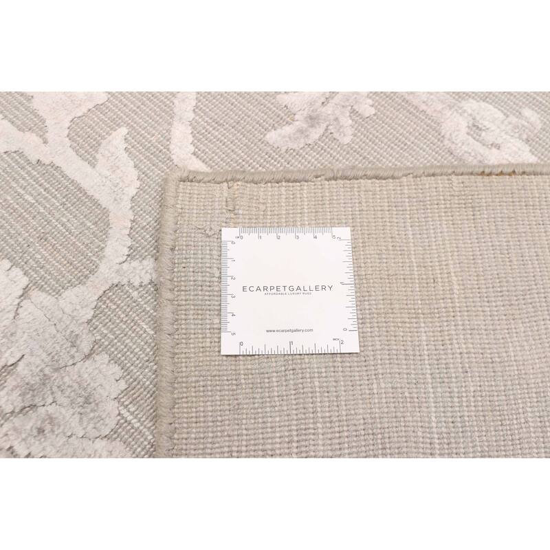 ECARPETGALLERY Hand Loomed Elysian Light Khaki Viscose, Wool Rug - 5'7 x 8'3