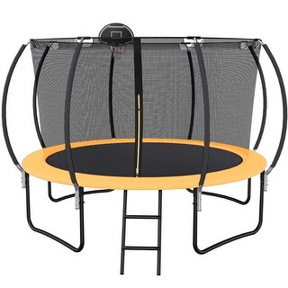 12 FT Trampoline Inside Safety Net With Basketball Hoop