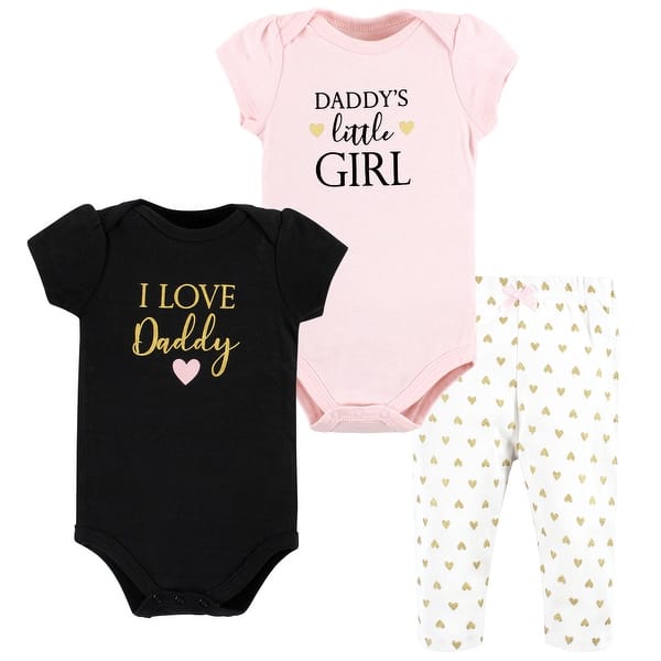 slide 1 of 1, Hudson Baby Infant Girl Cotton Bodysuit and Pant Set, Girl Daddy Preemie - Girl Daddy