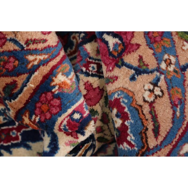 Hand Knotted Oriental 100% Wool Carpet Traditional Floral Beige & Ivories Kerman Area Rug - 11' 5'' X 8' 1''