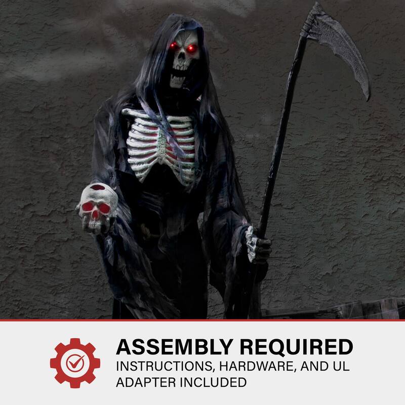 Haunted Hill Farm 7-Ft. Tall Khronos the Rotting Reaper, Premium Talking Halloween Animatronic, Plug-In