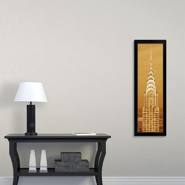 "Sepia tone close up of the Chrysler Building at sunset, NYC" Black Framed Print