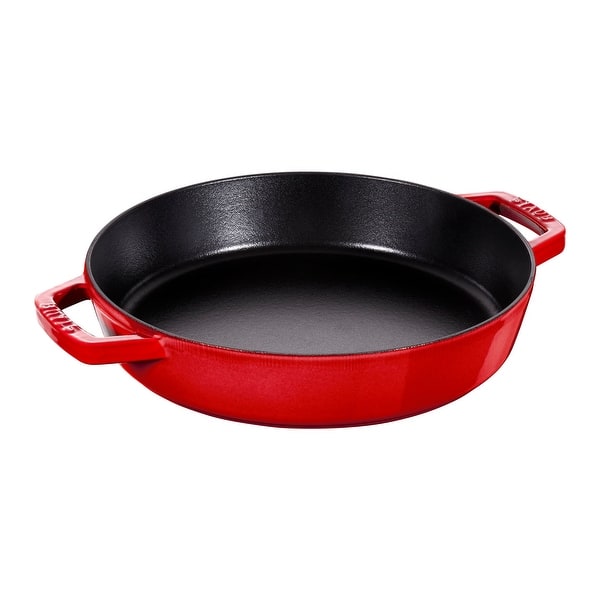 slide 2 of 14, STAUB Cast Iron 13-inch Double Handle Fry Pan Cherry
