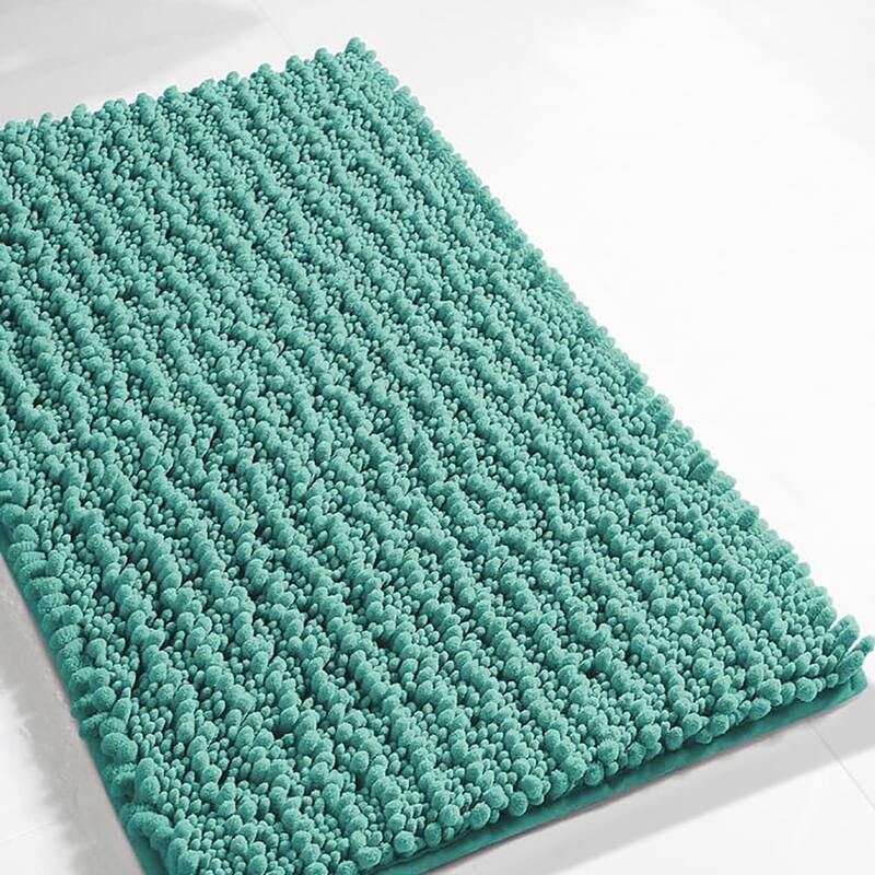 24"x16" - Turquoise Soft Cozy Plush Chenille Bath Mat Bathroom Rug