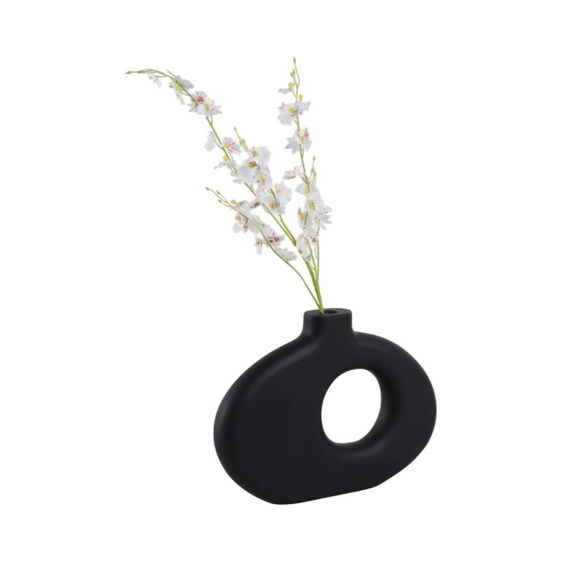 Modern Cut Out Wood Table Vase - Decorative Tall Table Vase