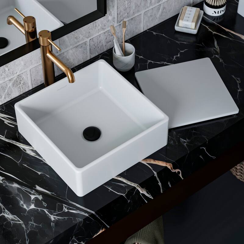 Karran USA QM175 Quattro 14-1/2" Square Acrylic Vessel Bathroom Sink