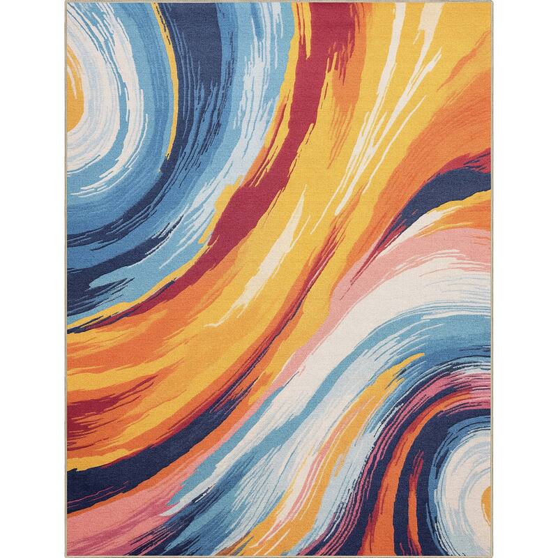 Well Woven Apollo Echoes Modern Abstract Bright Flat-Woven Area Rug