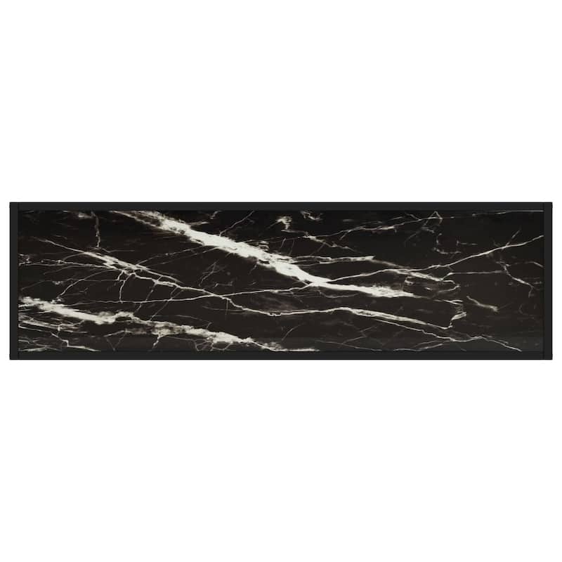 vidaXL Console Table Black 47.2"x13.8"x29.5" Tempered Glass - 47.2" x 13.8" x 29.5"