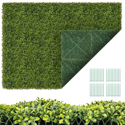 Gymax 12 PCS 20'' x 20'' Artificial Hedge Boxwood Panels w/ Decorative