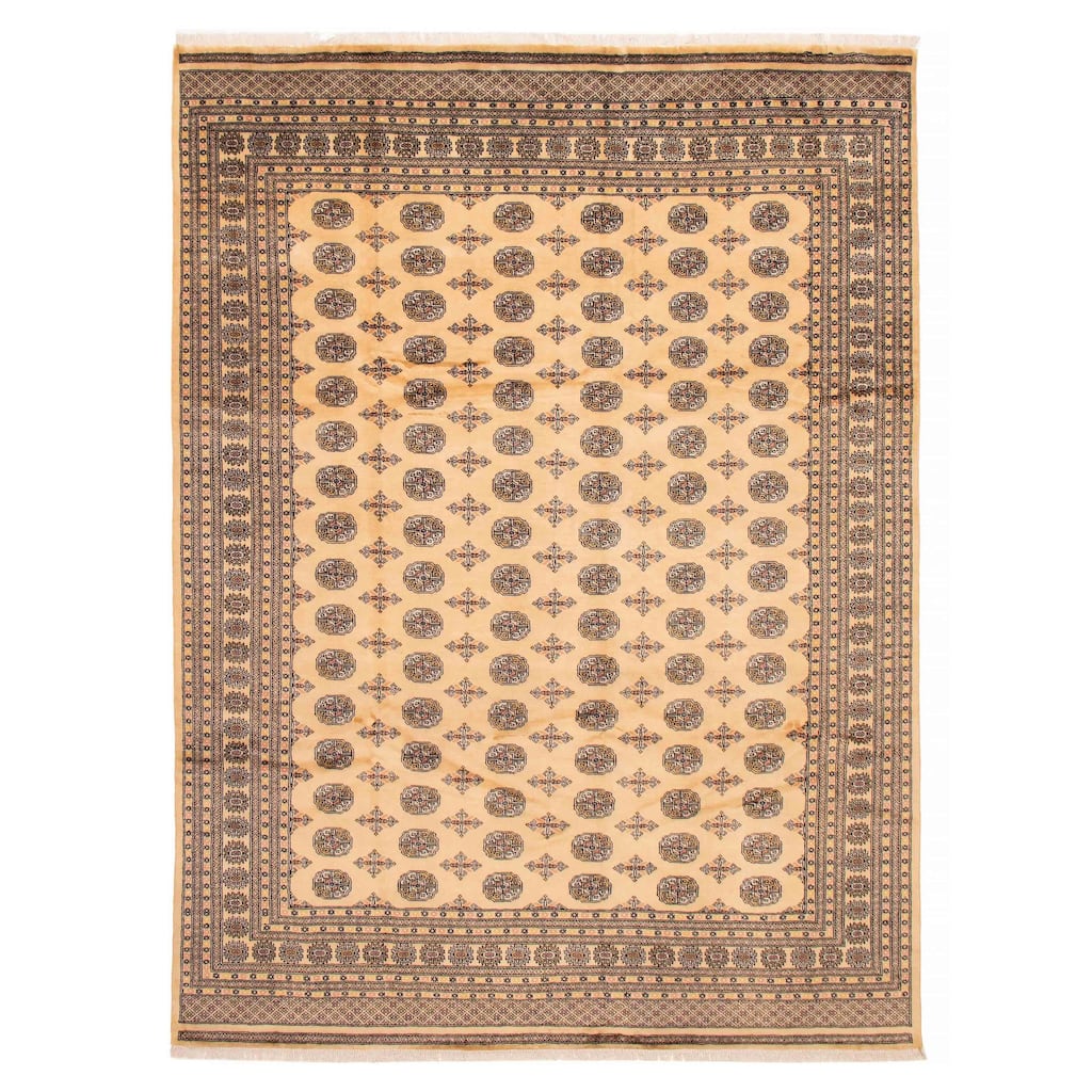 ECARPETGALLERY Hand-knotted Finest Peshawar Bokhara Ivory Wool Rug - 9'0 x 12'1