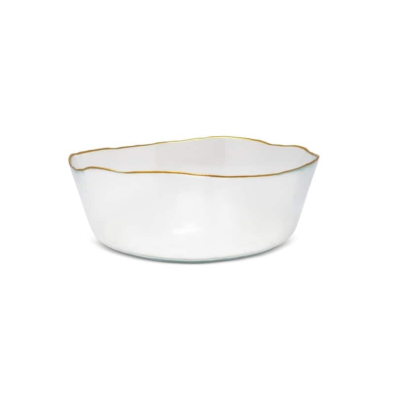 Organic Shaped Salad Bowl With Gold Trim - Clear/gold
