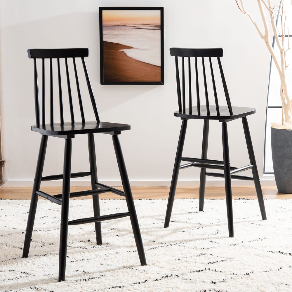SAFAVIEH Texie 30-In. Spindle Farmhouse Bar Stool (Set of 2) - 19.3" x 20.9" x 44.2" - 19"W x 21"D x 45"H