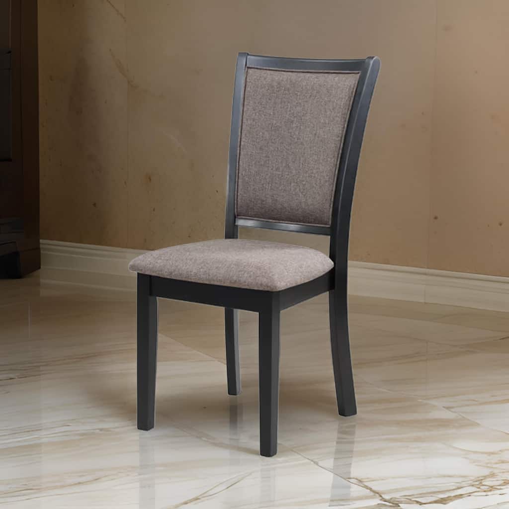 Mac 21 Inch Dining Side Chair Set of 2, Tall Curved Backrest, Padded Brown