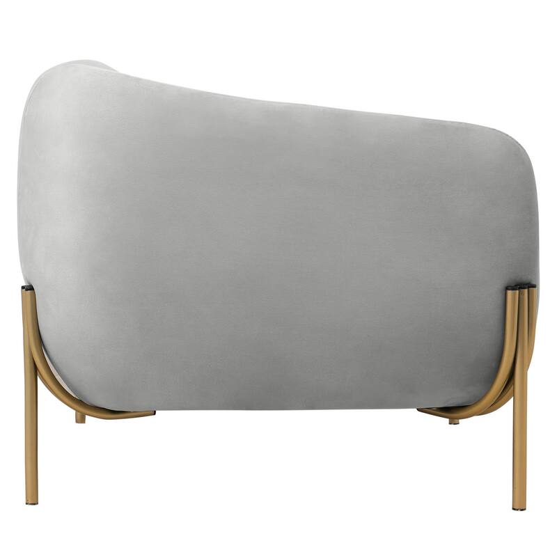 Zuno Mid Century Modern Upholstered Accent Armchair with Gold Metal Base, Plush Foam Cushioning, and Easy Assembly Design