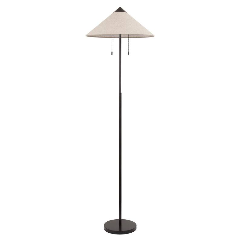 Floor Lamp Traditional Black 65" 2-Light Linen Shade