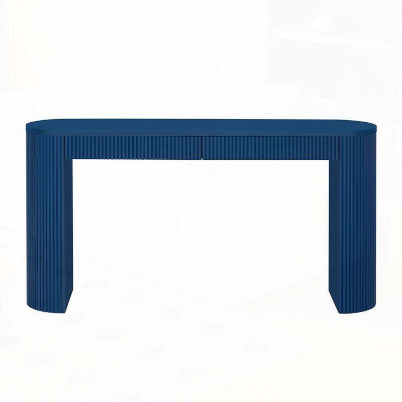 Sophisticated Console Table with Pine Veneer and Vertical Striped