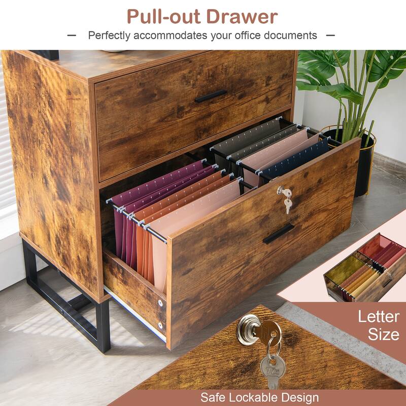 Lateral File Cabinet 4 Tier Tall Storage Bookshelf Display Shelf