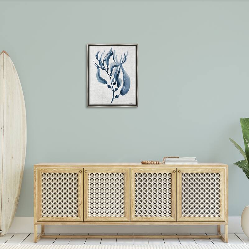 Stupell Delicate Waving Herb Leaves Framed Floater Canvas Wall Art Design By Carol Robinson