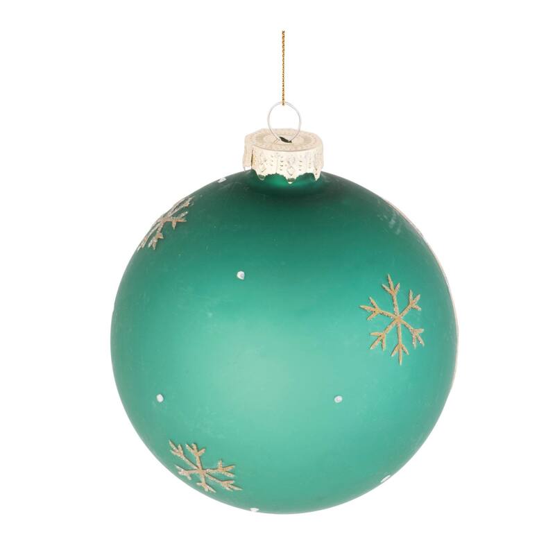 Beaded Pine Tree Christmas Ball Ornaments - 4" - Green and White - 6ct