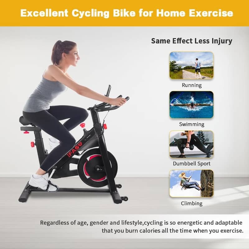 Stationary Bikes for Home Spin Indoor Exercise Bike with LCD Monitor and Comfortable Seat Cushion