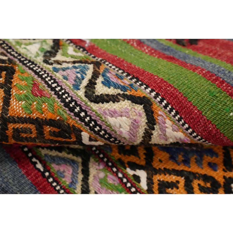 Hand Woven Oriental 100% Wool Carpet Southwestern Tribal Multi-Colored Kilim Area Rug - 7' 9'' X 5' 2''