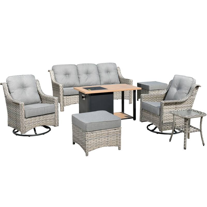 XIZZI 7-piece Outdoor Patio Furniture Conversation Sofa Set with Fire Pit