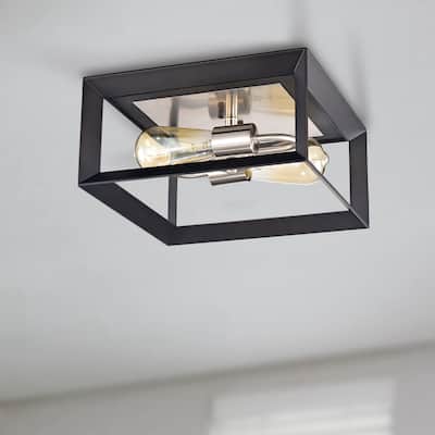 Dark Bronze 2-Light Flush Mount Ceiling Light - Dark Bronze