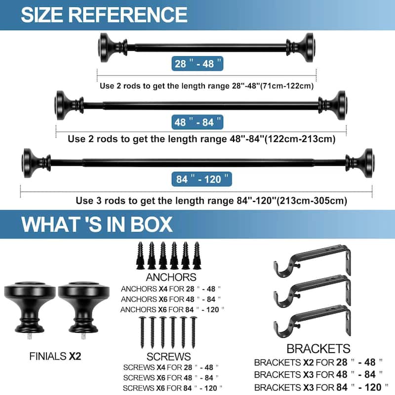 1-inch Diameter Semplice Adjustable Single Drapery Curtain Rod