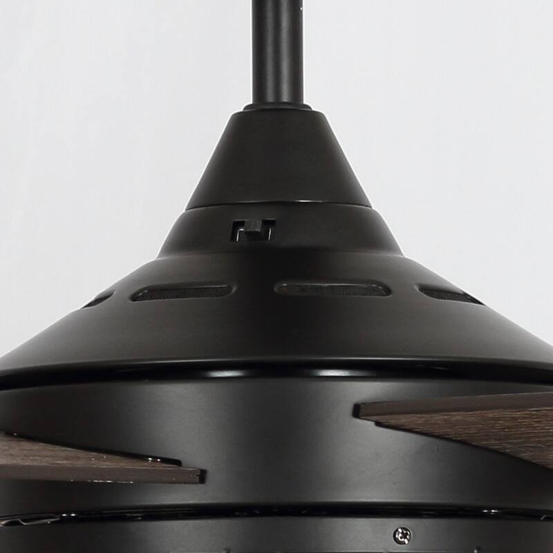 52" Matte Black Modern Crystal Ceiling Fan with Light and Remote Control - 52 in. D x 52 in. W x 15.25 in. H