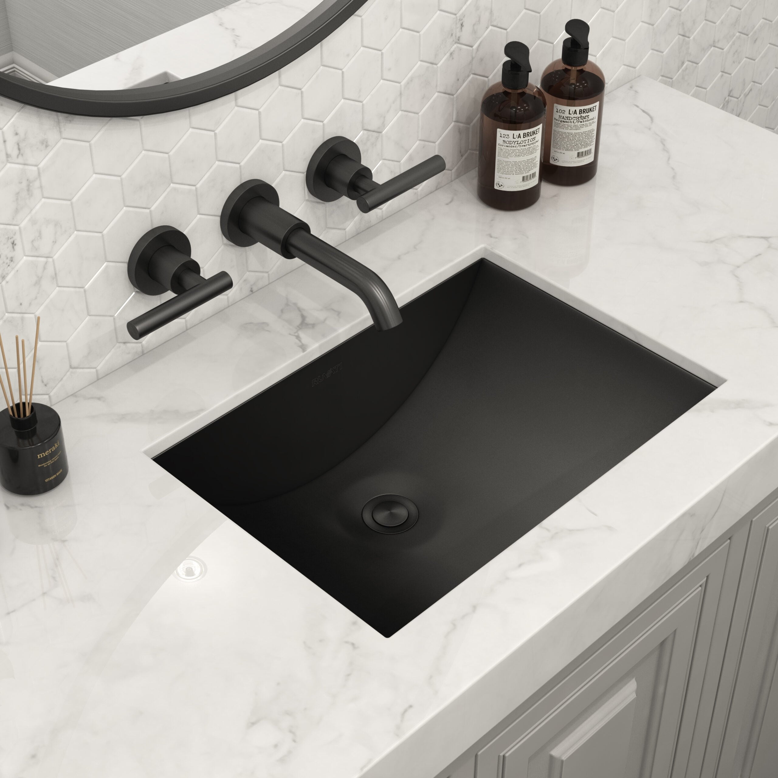 Ruvati 18 x 12 inch Gunmetal Black Stainless Steel Rectangular Bathroom Sink Undermount - 20" x 14" - 20" x 14"