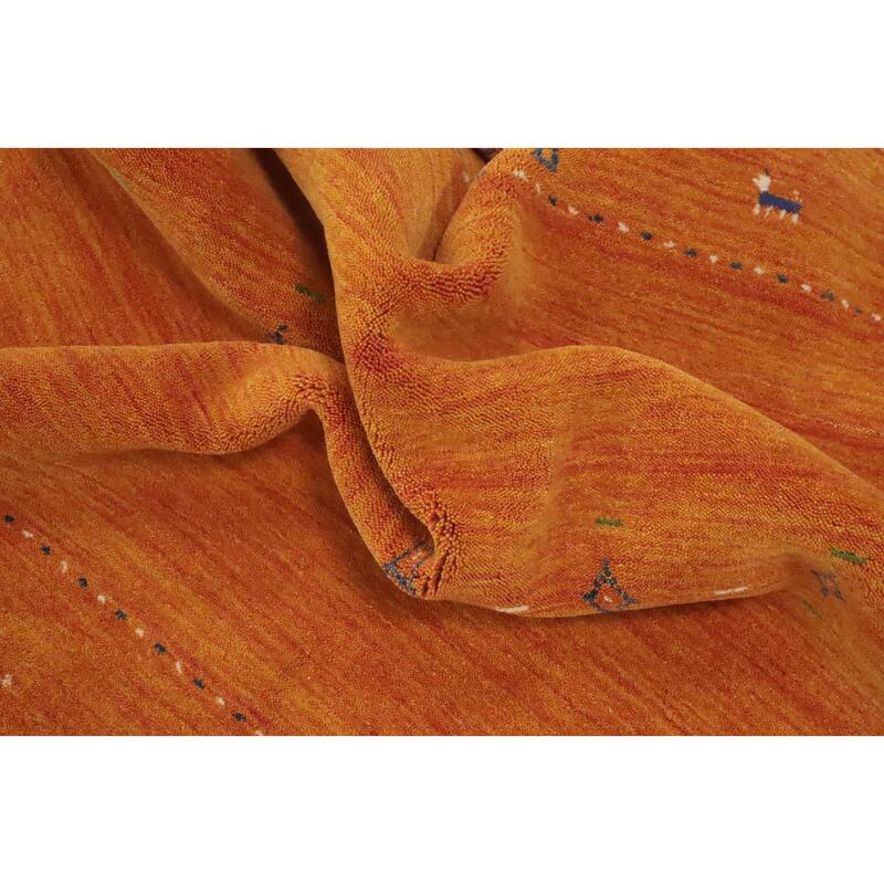 Hand Knotted Oriental 100% Wool Carpet Tribal Animal Pictorial Oranges & Rust Gabbeh Area Rug - 7' 10'' X 4' 11''