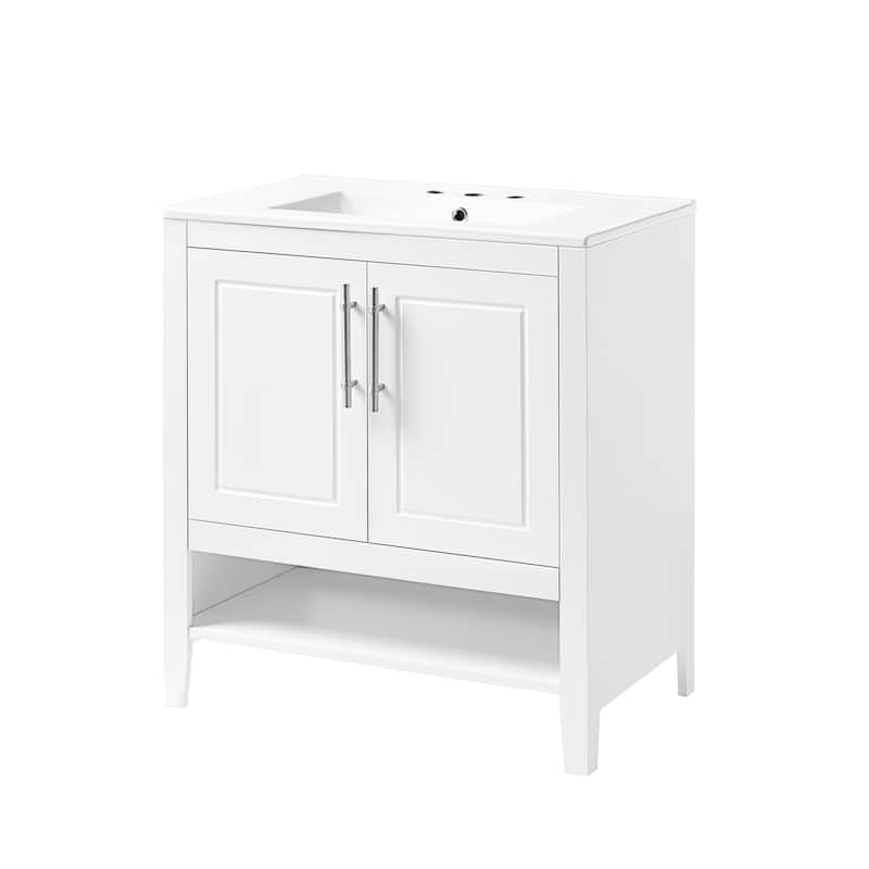 White 30" /36" Solid Wood Bathroom Vanity Cabinet with Sink,Drawer