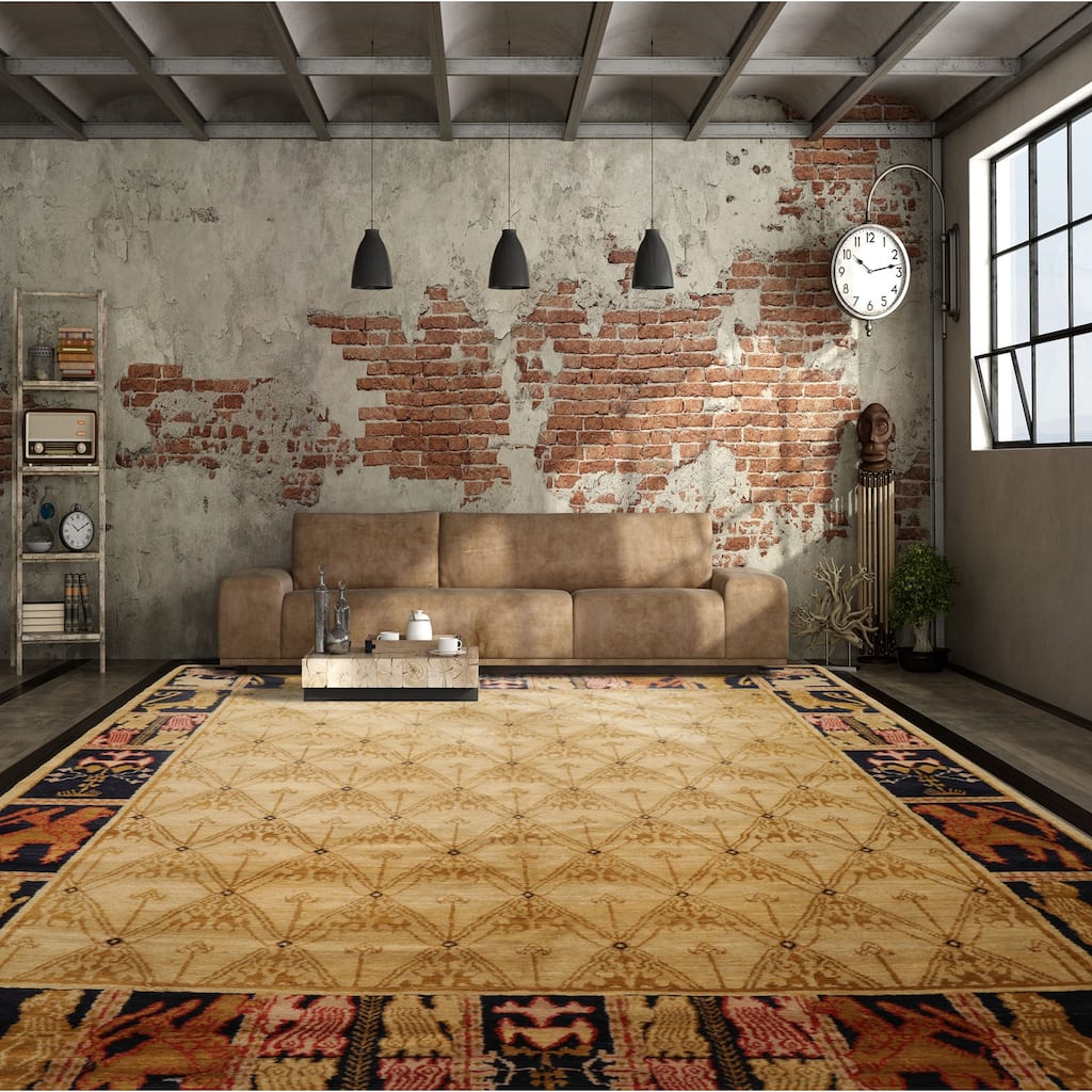 8'2''x9'10'' Hand Knotted Beige Wool Tibetan Transitional Area Rug - 8' 2'' x 9' 10''