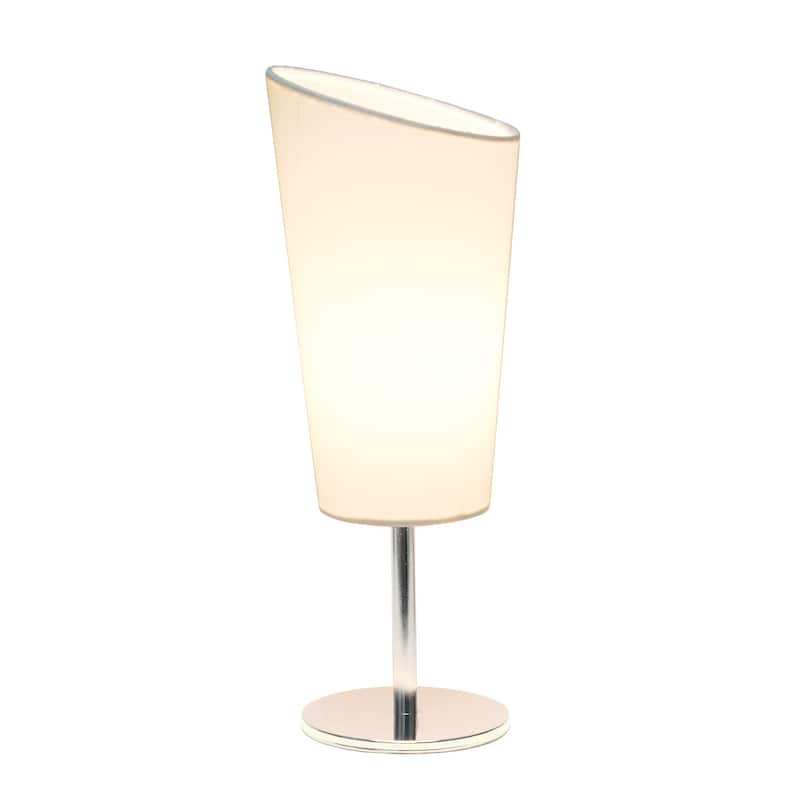 12.4" Chic Chrome Slanted Shade Accent Table Lamp, Stylish Lighting For Living Room, Bedroom, Office, Black Shade